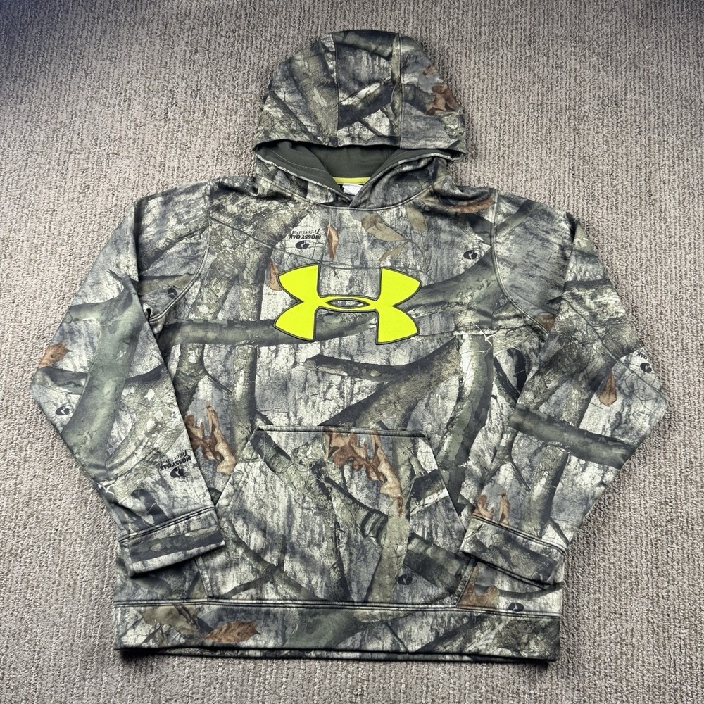Under Armour Youth XL Mossy Oak Camo Pullover Hoodie Sweatshirt Loose Fleece